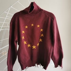 Moussy Mock Neck Star Sweater